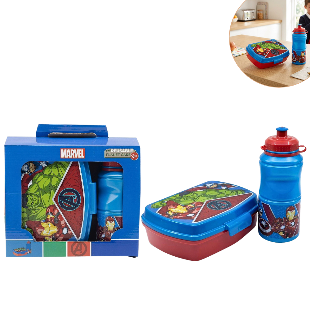 SET DE LONCHERA INFANTIL CON VASO PARA NIÑOS DE MARVEL AVENGERS