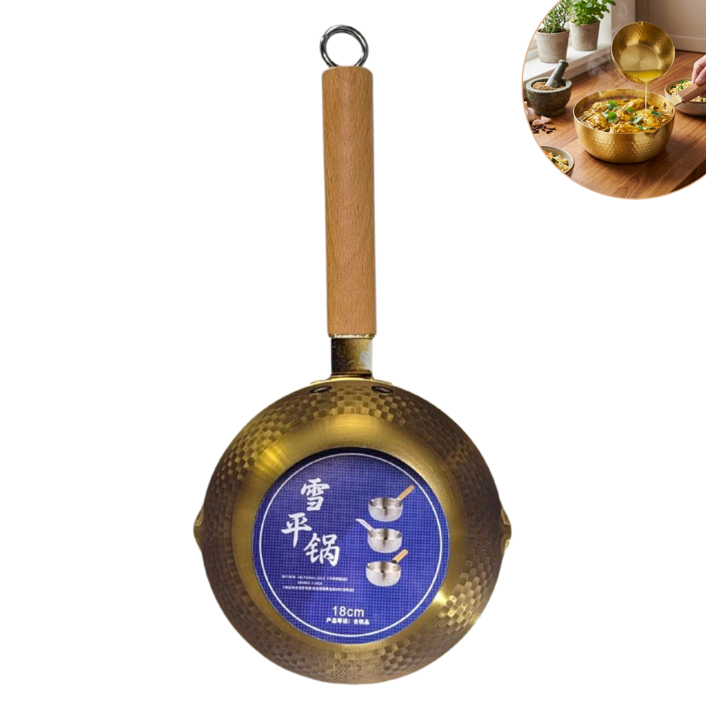 SARTEN JAPONES ANTIADHERENTE TIPO CACEROLA SIN TAPA DE ALUMINIO CON MANGO DE MADERA 18CM