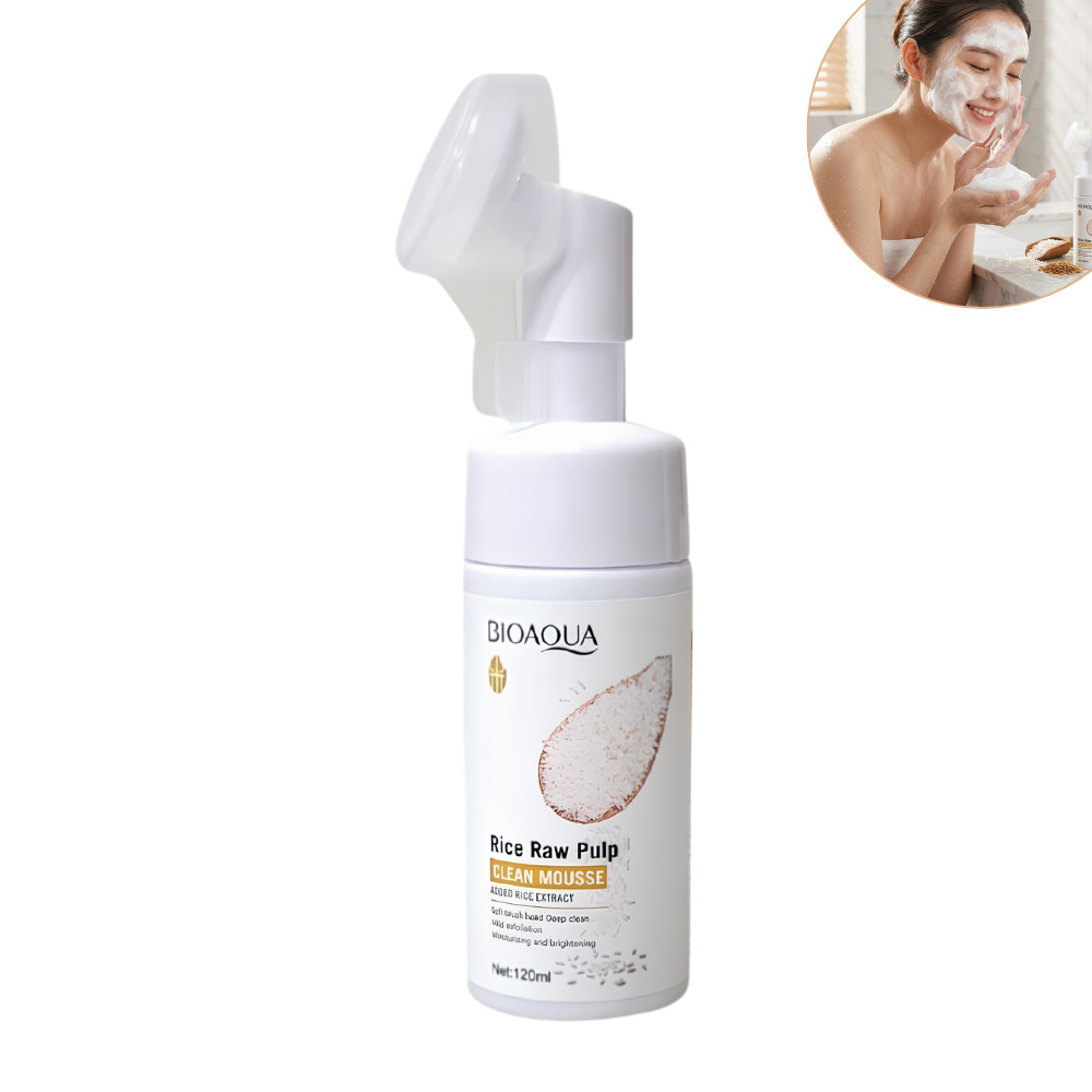 LIMPIADOR FACIAL EN ESPUMA HIDRATANTE CON EXTRACTO DE PULPA CRUDA DE ARROZ BIOAQUA 120ML