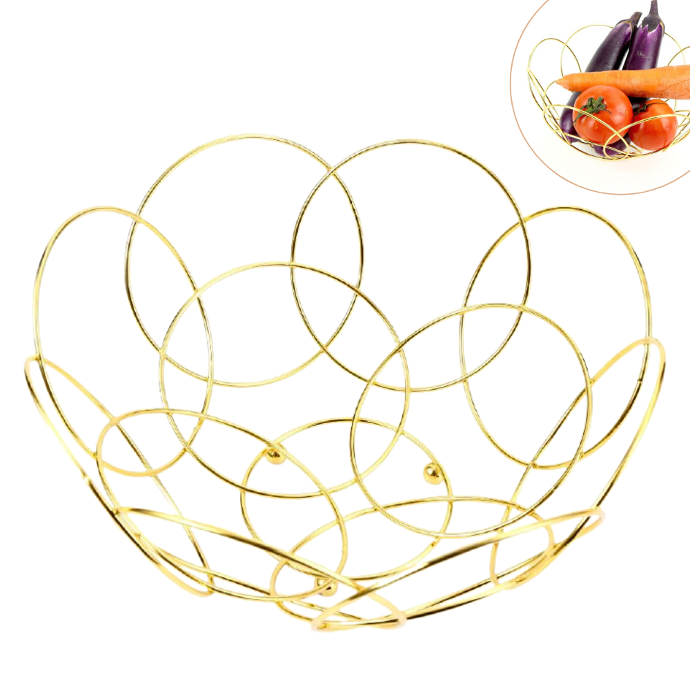 ESTANTE FRUTERO ORGANIZADOR DE FRUTAS Y VERDURAS METALICO DORADO 26X13CM