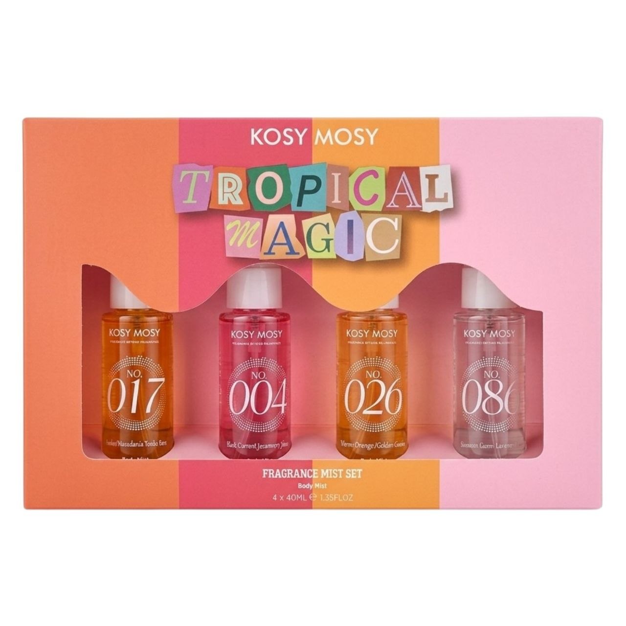 SET DE SPLASH KOSY MOSY TROPICAL MAGIC 40MLX4 (M) (AROMA SIMILAR A SOL DE JANEIRO)