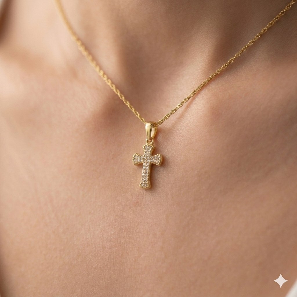 DIJE DE ORO 10K CON FORMA DE CRUZ 1.5CM PESO: 0.9G