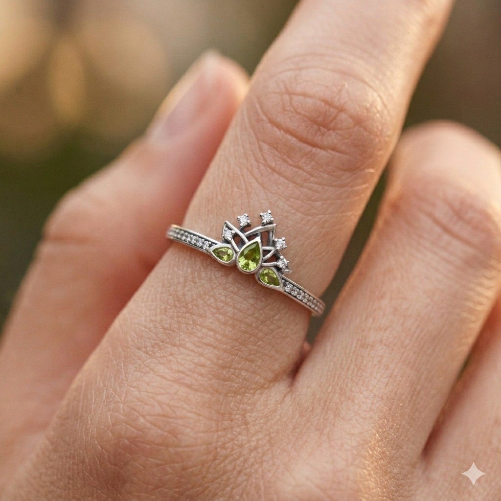 ANILLO PANDORA DE PLATA 9.25 DE PRINCESA TIANA DISNEY PESO: 1.8G