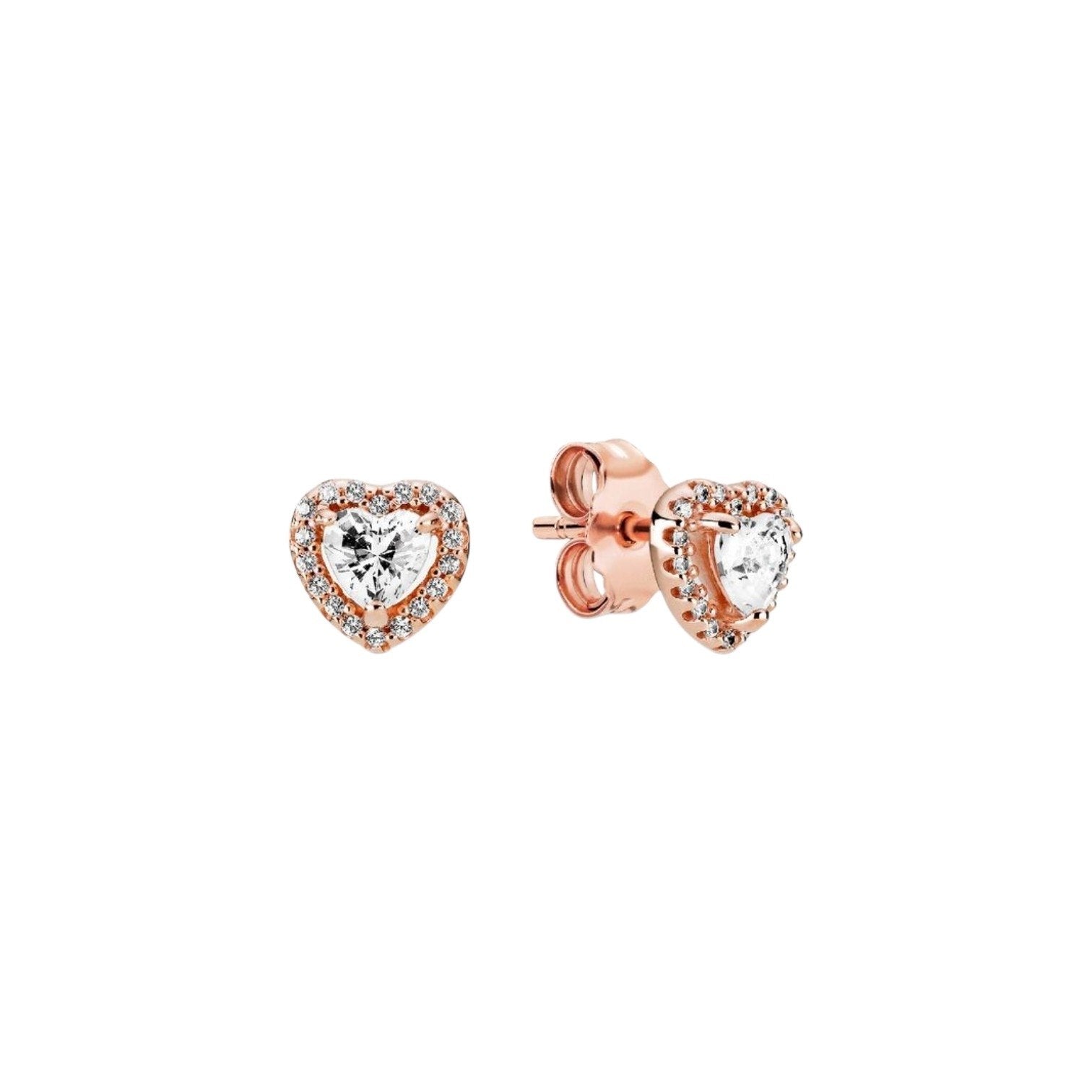 ARITOS PANDORA DE PLATA 9.25 FORMA CORAZON COLOR ROSE GOLD 1.9G