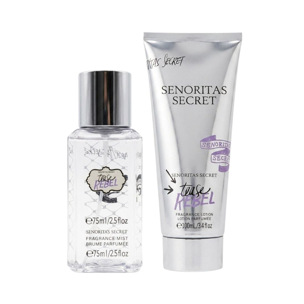 SET SENORITAS SECRET TEASE REBEL SPLASH 75ML CREMA CORPORAL 100ML (M) (AROMA SIMILAR VICTORIA SECRET TEASE REBEL)