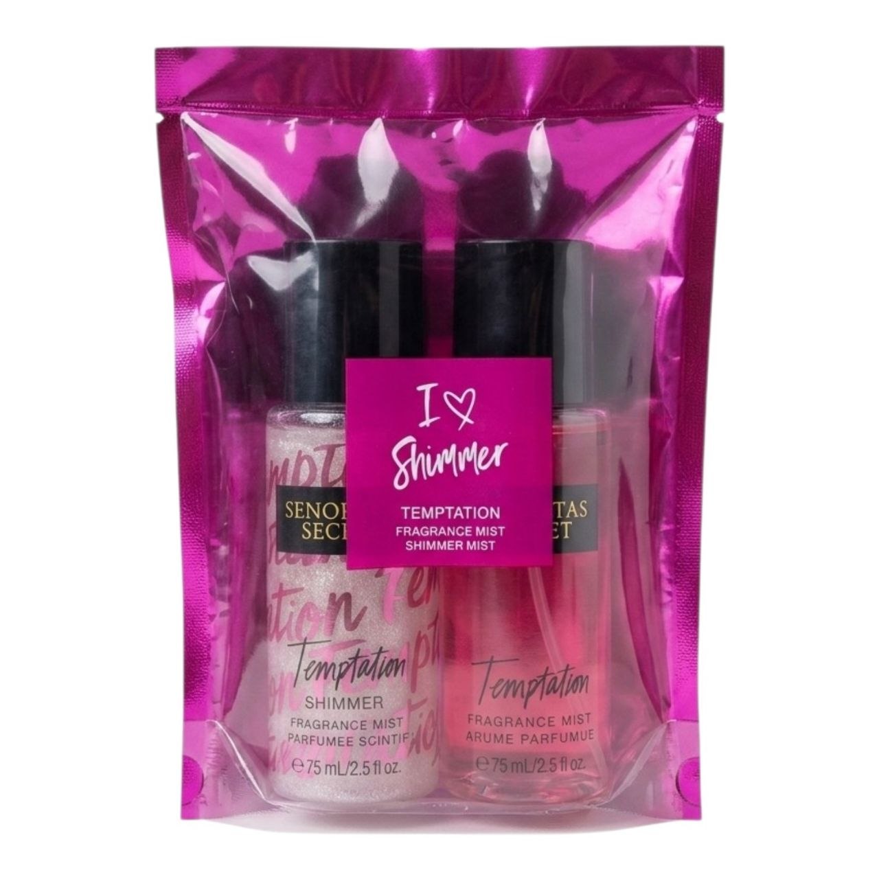 SET MINI SENORITAS SECRET TEMPTATION SPLASH 75ML SHIMMER 75ML (M) (AROMA SIMILAR A VICTORIAS SECRET TEMPTATION)