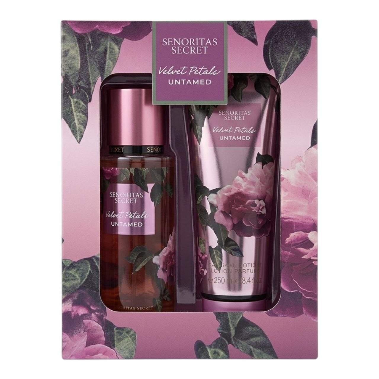 SET SENORITAS SECRET VELVET PETALS UNTAMED SPLASH 125ML Y CREMA CORPORAL 125ML (M) (AROMA SIMILAR A VICTORIAS SECRET VELVET PETALS UNTAMED)