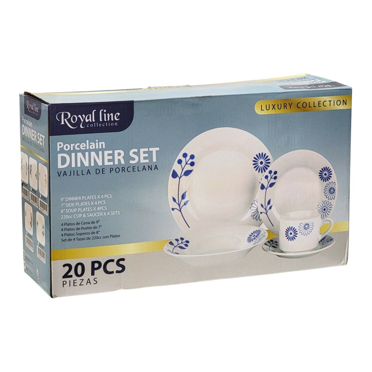 JUEGO DE PLATOS VAJILLA DE PORCELANA CON DISEÑO FLORAL 20PCS ROYAL LINE