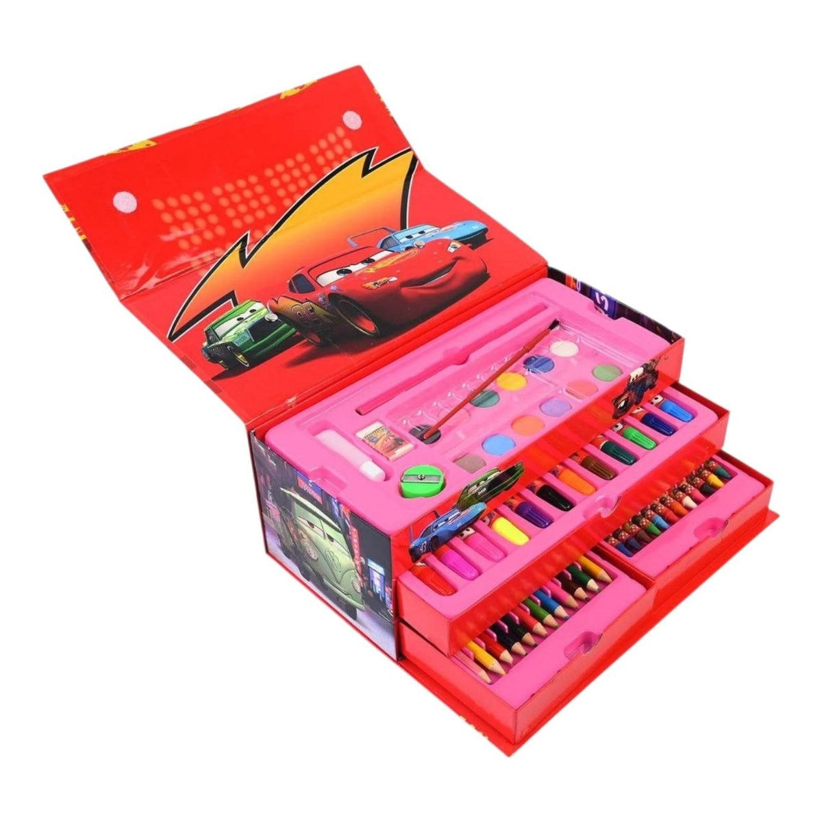 ESTUCHE DE ARTE DE DIBUJO Y PINTURA CON TEMATICA DE CARS 54PCS