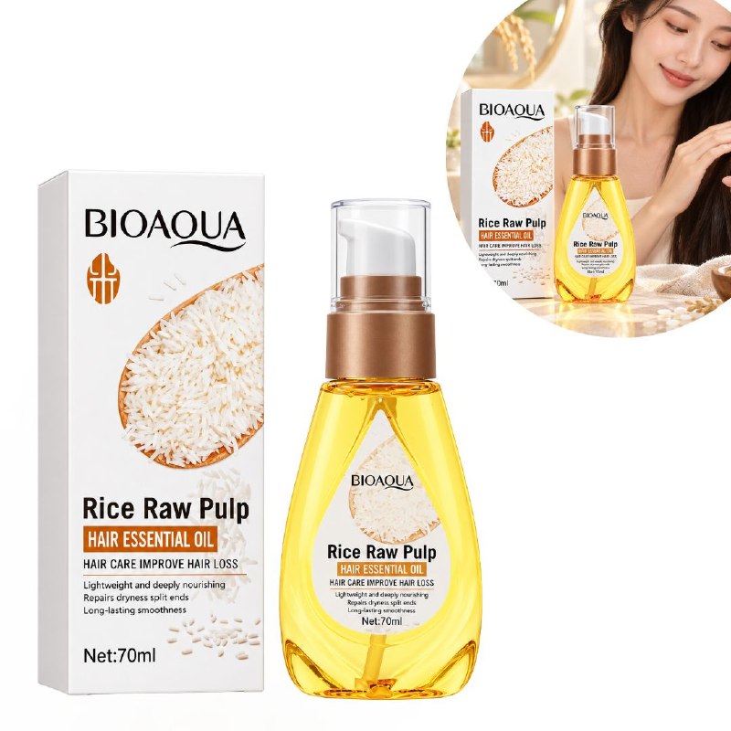 ACEITE CAPILAR NUTRITIVO Y FORTALECEDOR DE PULPA DE ARROZ BIOAQUA 70ML