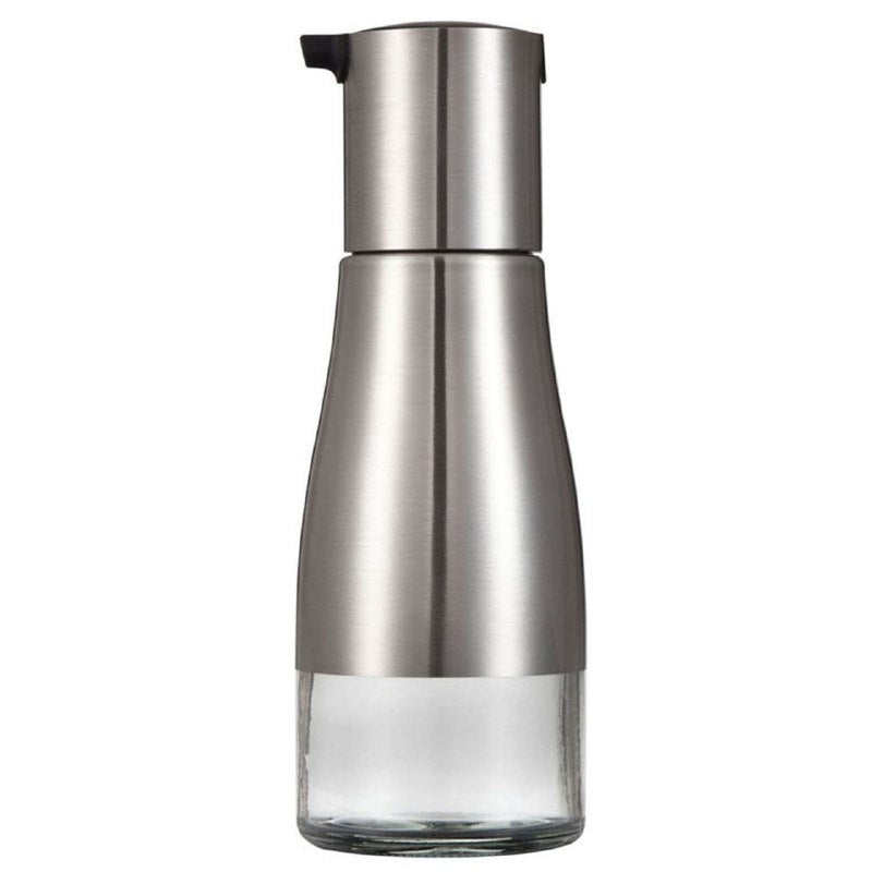 BOTELLA DISPENSADORA DE ACEITE O VINAGRE DE VIDRIO Y ACERO INOXIDABLE DE 320ML DE CAPACIDAD 19.1X6.9X5.6CM