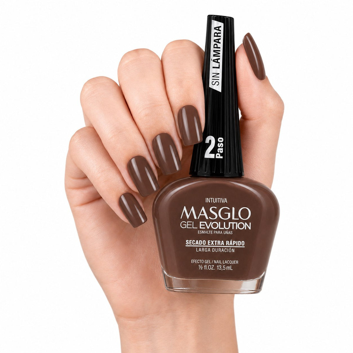 ESMALTE DE UÑAS CON EFECTO GEL DE SECADO EXTRA RÁPIDO MASGLO GEL EVOLUTION PASO 2 "ESTILO INTUITIVA" 13.5 ML