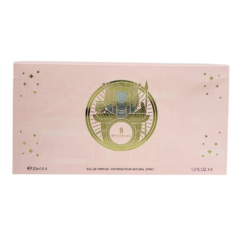 SET MYSTICAL DE MINI PERFUMES EDP 30MLX4 (M) (AROMA SIMILAR A JEAN PAUL GAULTIER DIVINE Y PARIS HILTON GOLD RUSH)