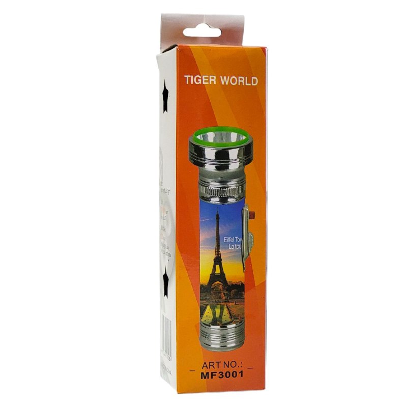 LUZ LED LINTERNA FOCO PORTATIL DE MANO DE METAL 4 COLORES TIGER WORLD