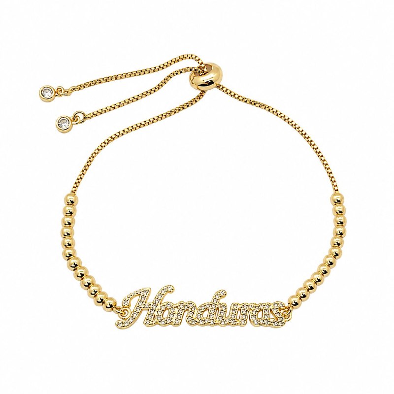 PULSERA DE ENCHAPE ELASTICA PARA DAMA CON DISEÑO DE HONDURAS