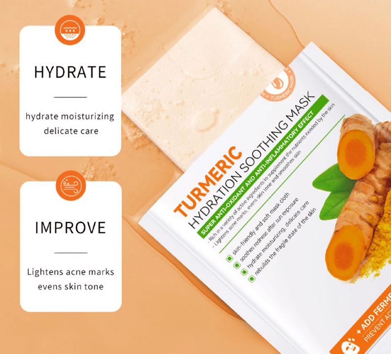 MASCARILLA FACIAL DE TELA CALMANTE E HIDRATANTE DE CURCUMA SADOER 25G