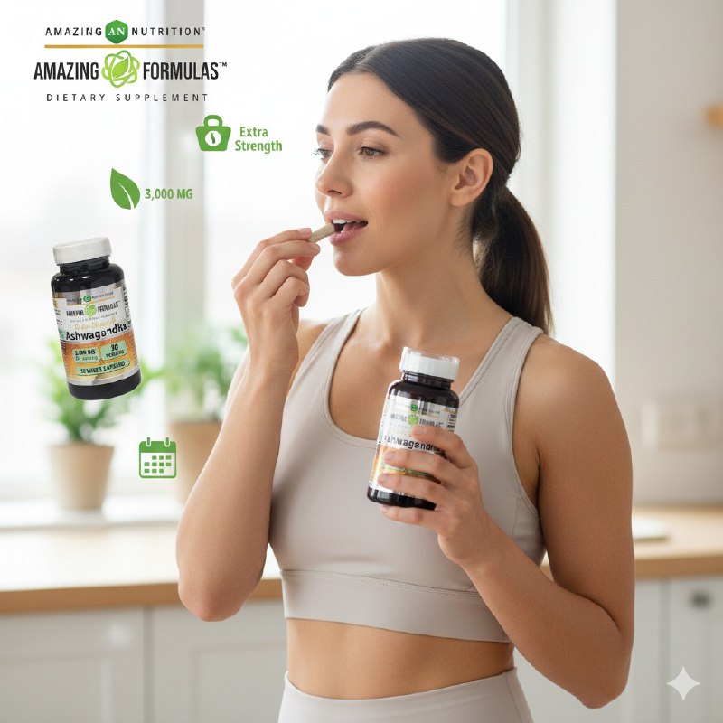 VITAMINAS EN CAPSULAS DE ASHWAGANDHA PARA POTENCIA FISICA Y MENTAL EXTRA AMAZING 60UND