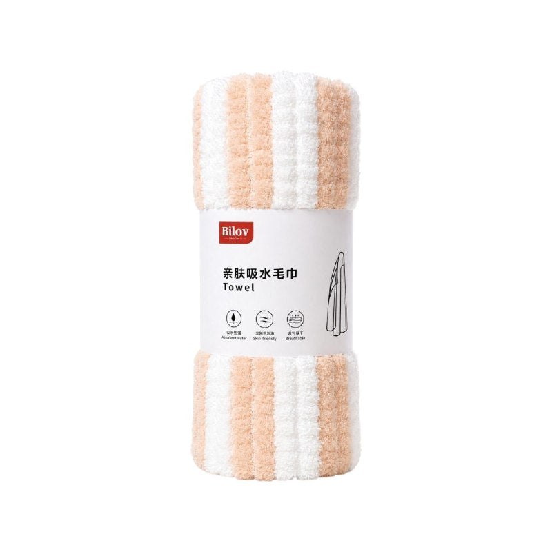 TOALLA DE BAÑO PARA MANOS A RAYAS BLANCO Y DURAZNO BILOV