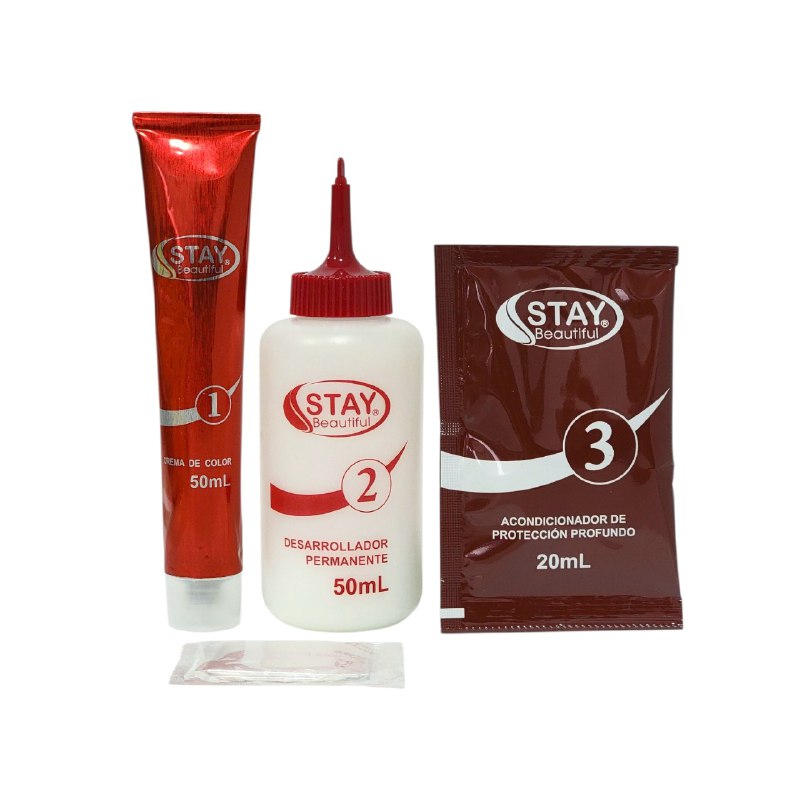 TINTE PARA EL CABELLO COLOR NEGRO AZULADO 0.11, VIVO Y DURADERO STAY BEUTIFUL 50MLX2+20ML