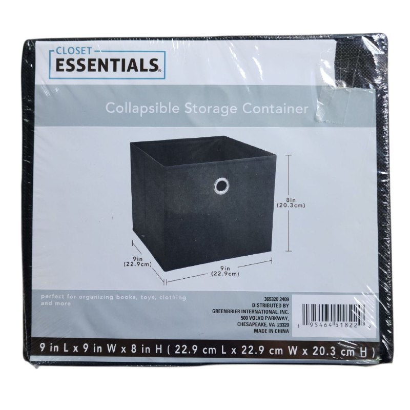 ORGANIZADOR CAJA DE ALMACENAMIENTO PLEGABLE, CESTA PARA LIBROS, JUGUETES, ROPA Y MAS CLOSET ESSENTIALS 22.9X22.9X20.3CM