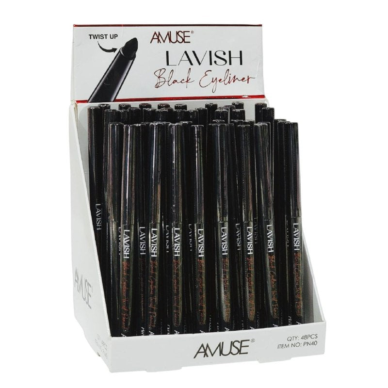 DELINEADOR DE OJOS RETRACTIL RESISTENTE AL AGUA COLOR NEGRO INTENSO AMUSE COSMETICS 0.3G