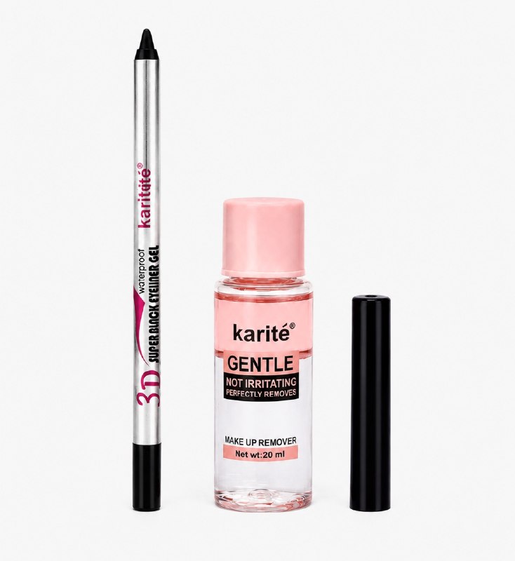 DELINEADOR DE OJOS EN GEL 2 EN 1 IMPERMEABLE Y DESMAQUILLANTE AGUA Y ACEITE NO IRRITANTE KARITE