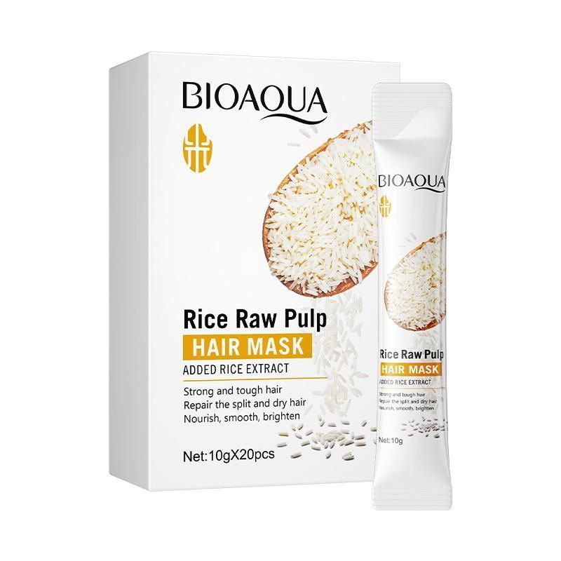 MASCARILLA PARA EL CABELLO DE PULPA CRUDA DE ARROZ EN BOLSITAS BIOAQUA 10G