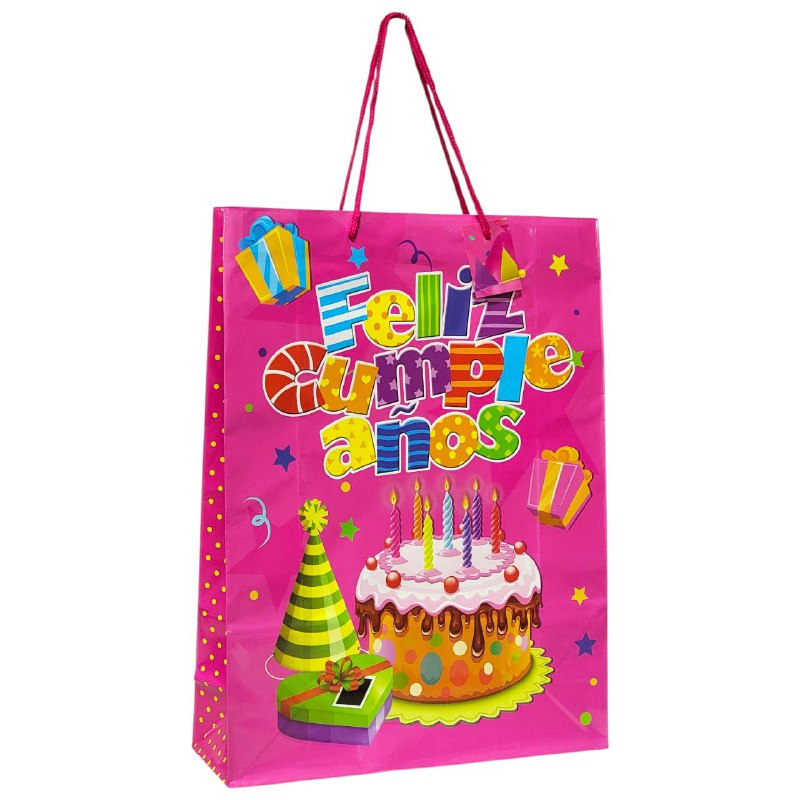 BOLSA DE REGALO DE FELIZ CUMPLEAÑOS GRANDE 30X12X41.5CM