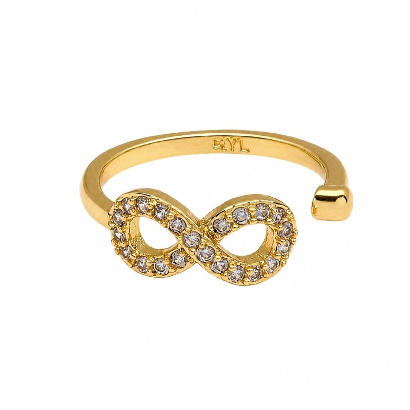 ANILLO DE ENCHAPE PARA DAMA TALLA AJUSTABLE CON DISEÑO DE INFINITO
