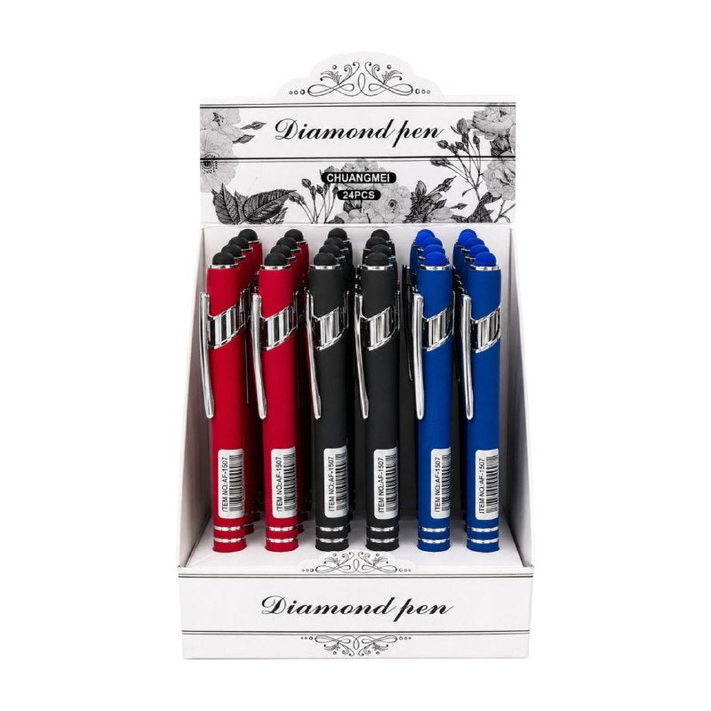BOLIGRAFO TINTA AZUL CON DETALLE DIAMANTE CHUANGMEI 3 DISEÑOS