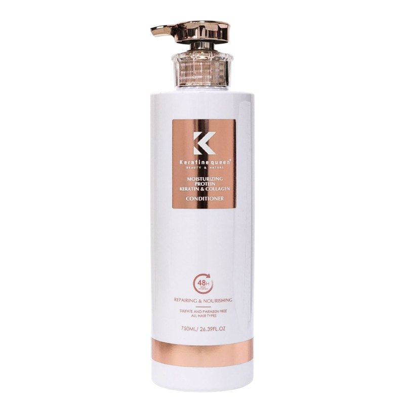 ACONDICIONADOR CON QUERATINA Y COLAGENO HIDRATA Y REPARA PROFUNDAMENTE EL CABELLO KERATINE QUEEN 750ML