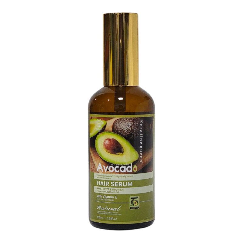 SUERO PARA EL CABELLO HIDRATANTE DE ACEITE DE COLAGENO DE AGUACATE Y VITAMINA E KERATINE QUEEN 100ML