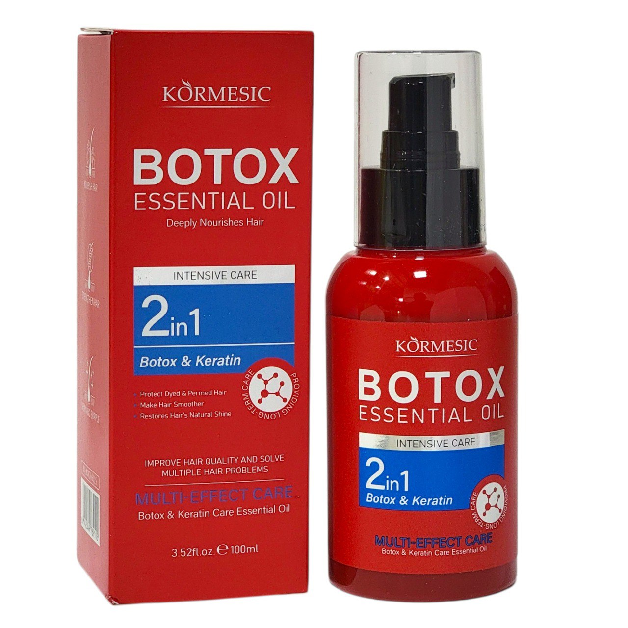 ACEITE PARA EL CABELLO DE BOTOX Y QUERATINA 2 EN 1 KORMESIC 100ML