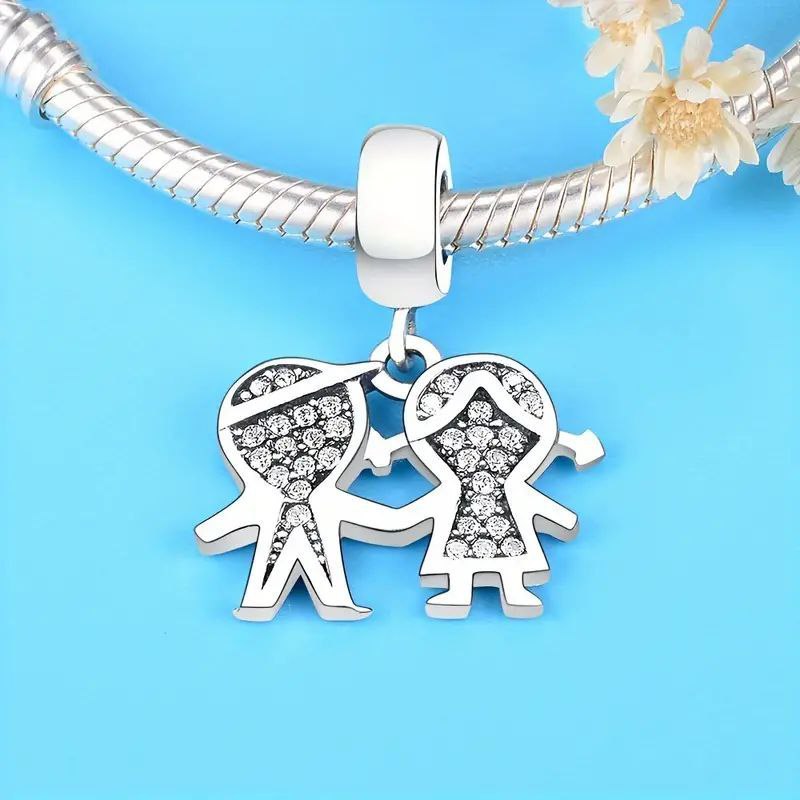 PCHARM3065 FORMA DE NIÑOS PANDORA PLATA 9.25 AMOR SAN VALENTIN