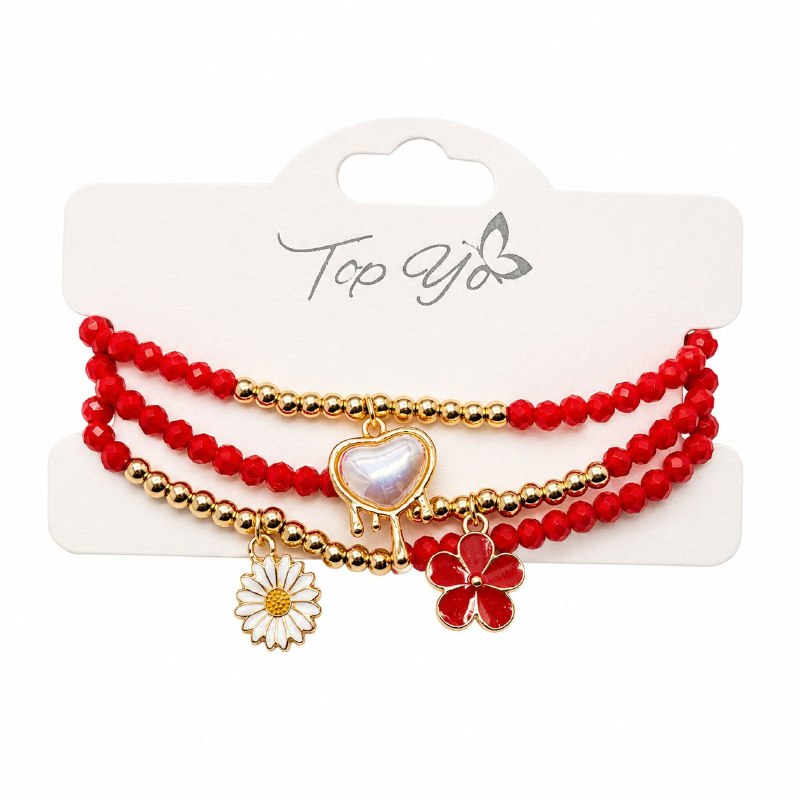 SET DE 3 PULSERAS AJUSTABLES DE ENCHAPE PARA DAMAFORMA FLOR
