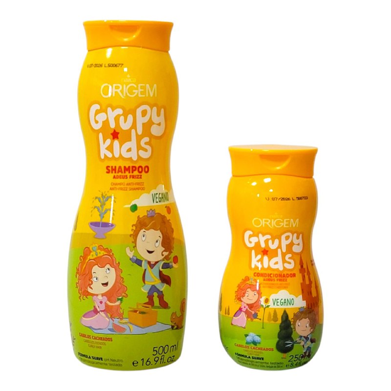 SHAMPOO Y ACONDICIONADOR EN KIT ANTI FRIZZ NAZCA ORIGEM GRUPY KIDS 500ML, 250ML