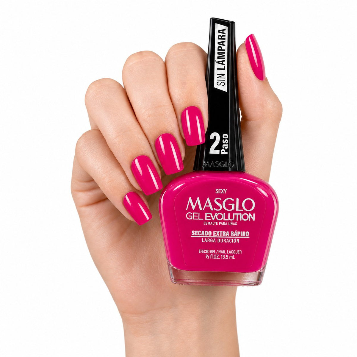 ESMALTE DE UÑAS CON EFECTO GEL DE SECADO EXTRA RÁPIDO MASGLO GEL EVOLUTION PASO 2 "ESTILO SEXY" 13.5 ML