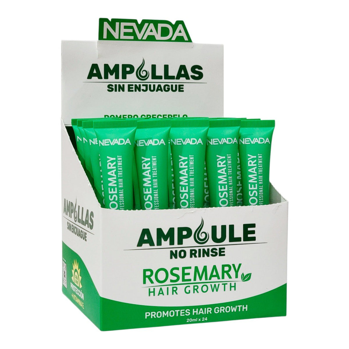 AMPOLLA PARA EL CABELLO SIN ENJUAGE CON ROMERO CRECEPELO PROTECCION Y VITAMINA E NEVADA 20ML