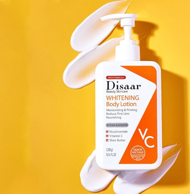 CREMA CORPORAL, CREMA DE CUERPO BLANQUEADORA HIDRATANTE CON NICOTINAMIDA, VITAMINA C Y MANTECA DE KARITE DISR 300G