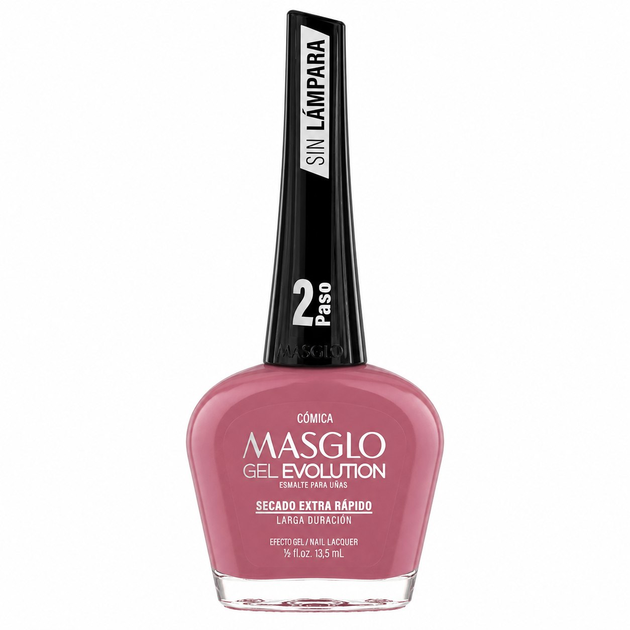 ESMALTE DE UÑAS CON EFECTO GEL DE SECADO EXTRA RÁPIDO Nombre del producto: MASGLO GEL EVOLUTION PASO 2 "ESTILO CÓMICA" 13.5 ML
