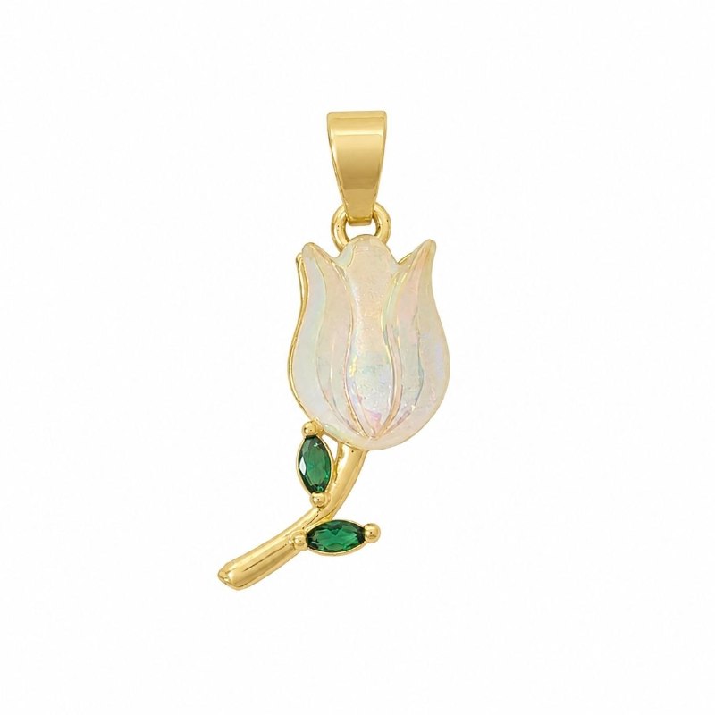 DIJE DE ENCHAPE PARA DAMA CON DISEÑO DE FLOR TULIPAN 4CM