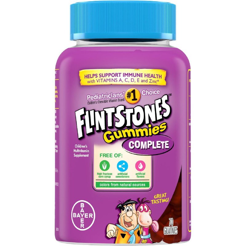 VITAMINAS EN GOMITAS PARA NIÑOS, SUPLEMENTO MULTIVITAMINICO MANTIENE LA SALUD INMUNITARIA CON VITAMINA A,C,D,E Y ZINC BAYER FLINTSTONES 70UND