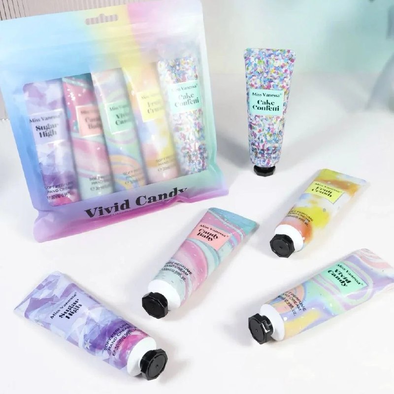 SET DE CREMA DE MANOS HIDRATANTES Y PERFUMADAS CON AROMA DULCE 5PCS MISS VANESSA 30GX5