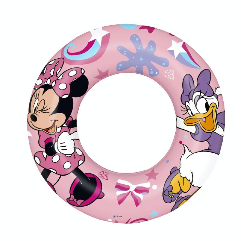 FLOTADOR INFLABLE DE NATACION EN FORMA DE DONA CON DISEÑO DE MINNIE Y DAISY BESTWAY 56CM