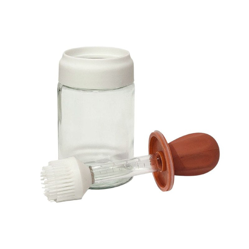 BOTELLA DISPENSADORA DE ACEITE EN GOTERO CON BROCHA DE SILICONA CAPACIDAD 250ML