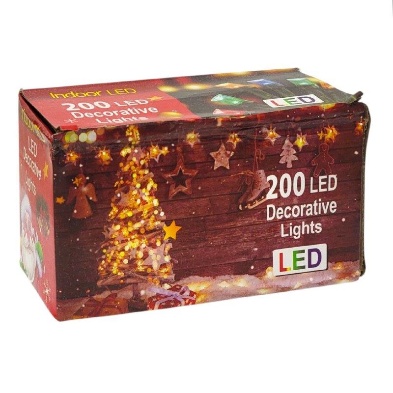 LUCES DECORATIVAS NAVIDEÑAS 200 LUCES LED DE LUZ MULTICOLOR 15X7.5X9CM