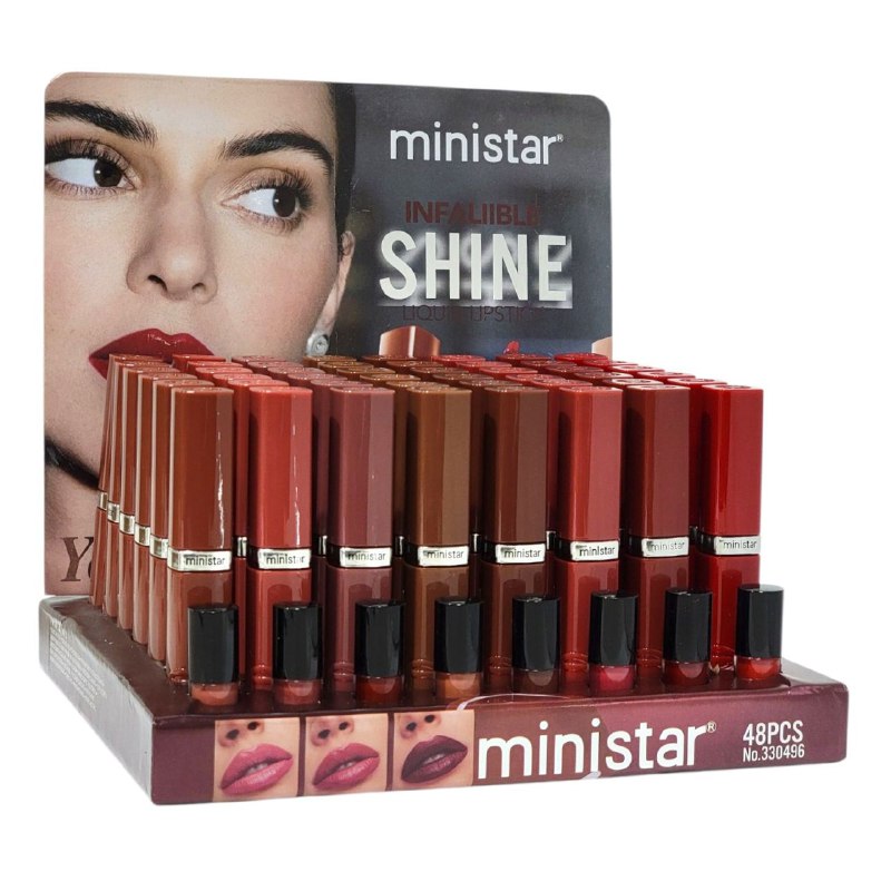 BRILLO LABIAL LIQUIDO 8 TONOS MINISTAR 8ML (DUPE DE LOREAL)