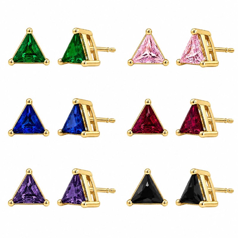 ARITOS DE ENCHAPE PARA DAMA CON PIEDRA TRIANGULAR