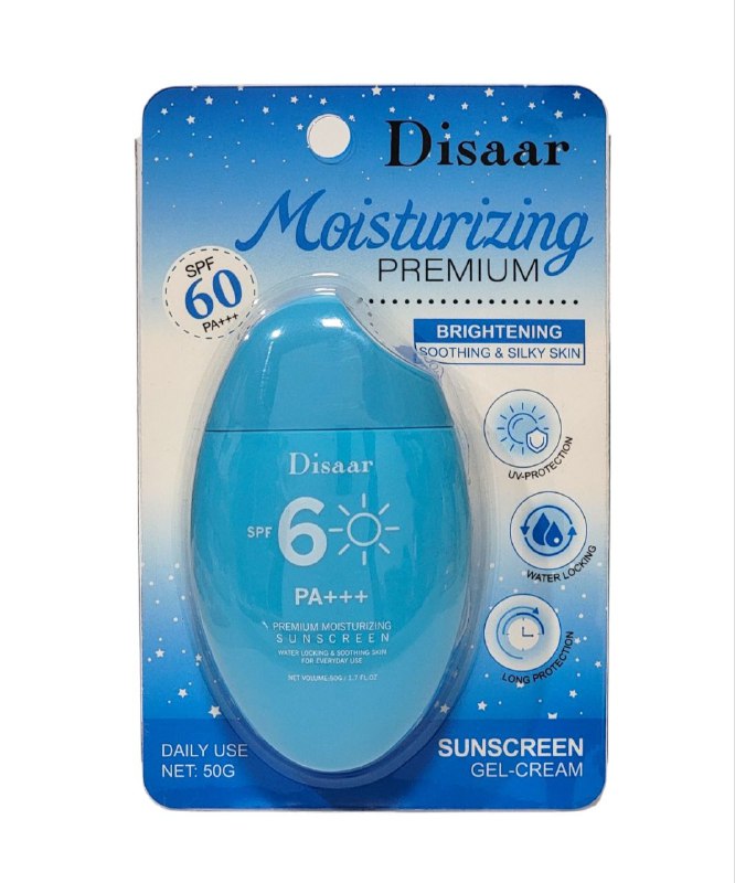 PROTECTOR SOLAR HIDRATANTE PREMIUM, SPF6, BALSAMO CALMANTE Y BLOQUEADOR, REPARA Y PROTEGE EFICAZMENTE LA PIEL DISAAR MOISTURIZING PREMIUM 50G