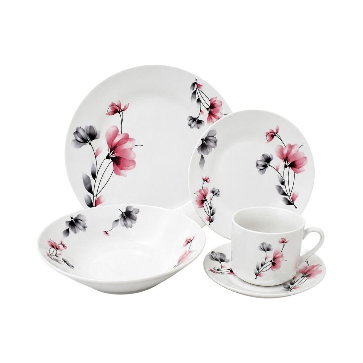 VAJILLA DE PORCELANA FLORAL 20PCS LOTUS HOME COLLECTION 20PCS